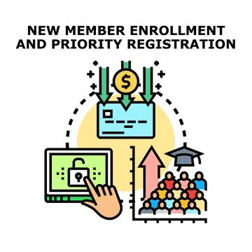 New member enrollment and priority registration concept Stock Illustration