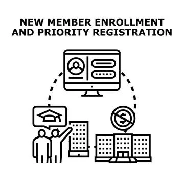 New member enrollment and priority registration process Stock Illustration