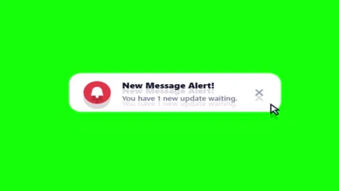 New Message Alert notification banner animation with bell icon against a gr.. Stock Footage 344710028