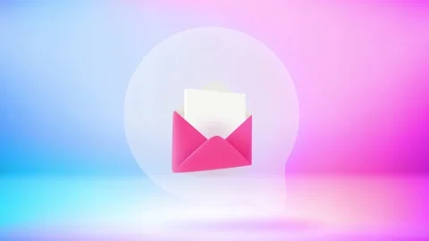 New message announcement. Chat bubble with cute envelope. 3d footage Stock Footage 194081958