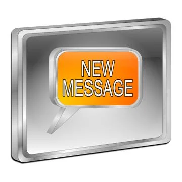 New Message Button - 3D illustration Stock Illustration
