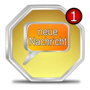 New Message Button - in german - 3D illustration Stock Illustration