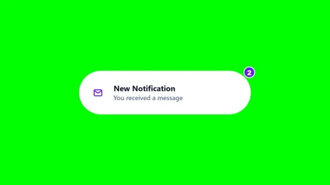 New Message Chat Notification Popup Green Screen Stock Footage 345710249