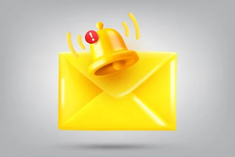 New message concept with the bell and the letter. Vector 3d illustration Stockillustratie