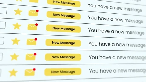New Message Email notification list display animation Stock Footage 321609897