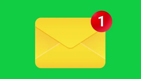 New Message Envelope Notification Animation, Green Screen Stock Footage 323588569