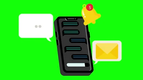 New message icon on mobile screen with notification animation 4k green screen Stock Footage 279489189