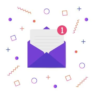 New message icon with notification. Envelope pointer with incoming message Stock Illustration