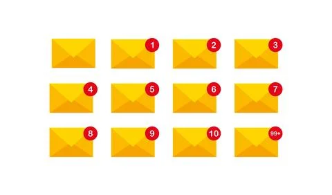 New message icon set. Letter illustration symbol. Sign inbox email vector Stock Illustration