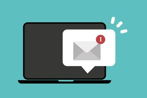 New message on the laptop screen. Unread notification. Stock Illustration