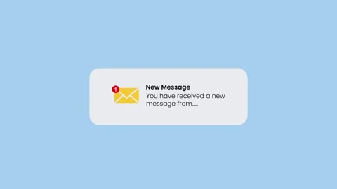 New Message notification appearing text animation isolated on blue background Stock Footage 326141702