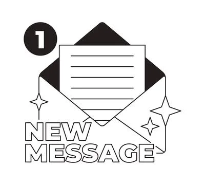 New message notification email modern black and white UI element Stock Illustration