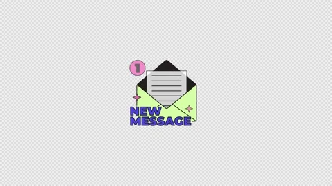 New message notification email neubrutalism UI element animation Stock Footage 336186491