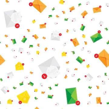 New message, notification icon. Vector seamless pattern flat illustration EPS Stock Illustration