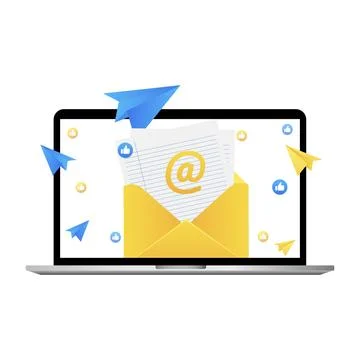 New message notification on laptop with envelope. Vector illustration Stock Illustration