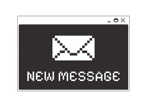 New message notification monochrome pixel pop-up window Illustrazione stock