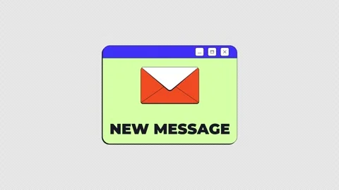 New message notification neo brutalism popup UI window animation Stock Footage 333111679