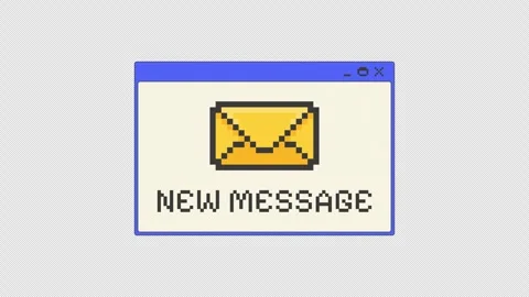 New message notification pixel art pop-up window UI overlay animation Stock Footage 333308850