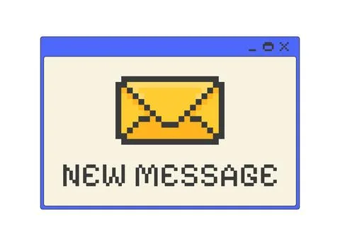 New message notification pixel art popup window UI overlay Stock Illustration