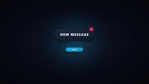 New message notification pop-up animation with interactive open button ui ale Stock Footage 337554800