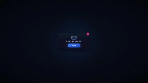 New message notification pop-up ui animation with glowing button and alert .. Stock Footage 337554789