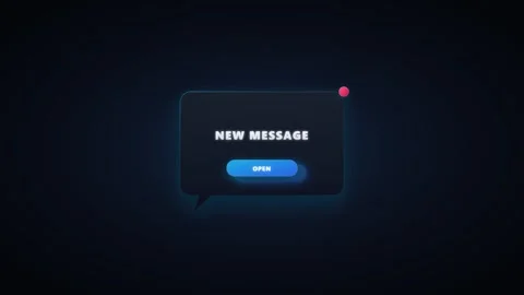 New message notification pop-up ui with interactive open button animation ale Stock Footage 337554829