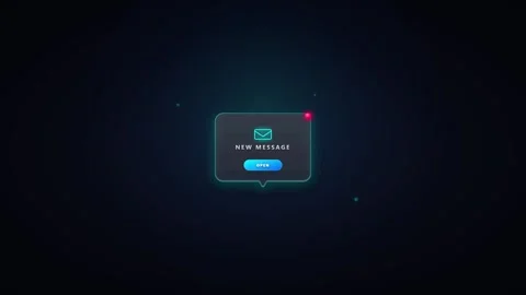 New message notification pop-up ui animation with glowing digital alert Stock Footage 337554874