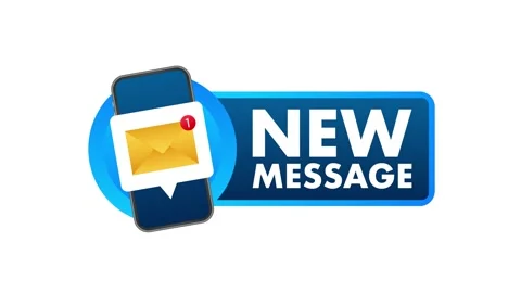 New message notification with smartphone and speech bubble on white and green Video stock 312454580
