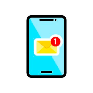 New message, notification on smartphone icon flat on isolated background. EPS Stock Illustration