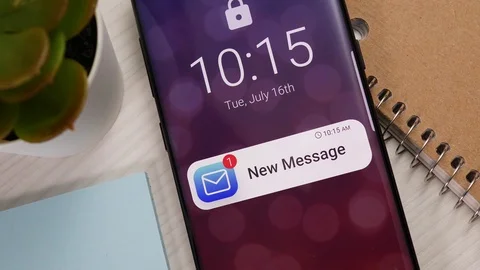 New Message Notification on a Smartphone Screen Stock-Footage 122014103