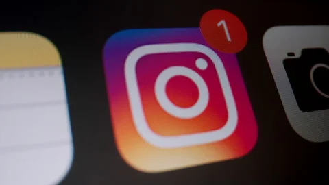 New message received in Instagram, Macro Stock Footage 145644234