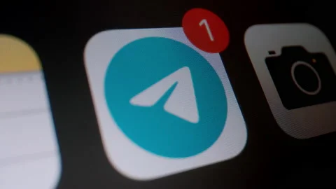 New message received in Telegram messenger, Macro Stock Footage 145644204