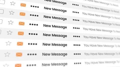 New Message showing in the email list scrolling animation Stock Footage 321478208