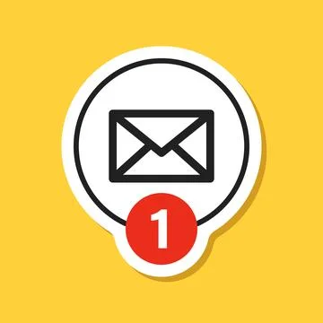 New message sticker icon in flat style. Incoming inbox email vector illustr.. Stock Illustration