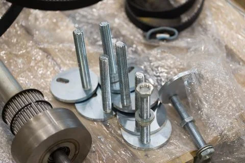 New Metal screws and tools for production Stock Photos