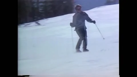 NEW MEXICO - 1977 - Mescalero Apache Indians operate a ski resort on the Sierra Stock Footage 296399944