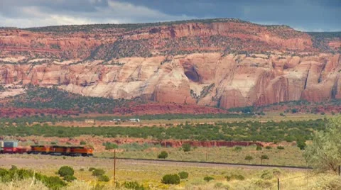 New Mexico Bluffs and Freight Train in the foreground Video stock 10798662