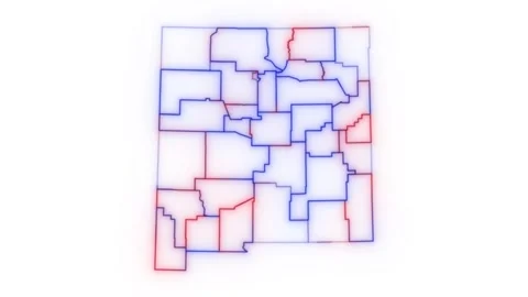 New Mexico county map red blue election outline white background seamless loop Stock-Footage 343867928