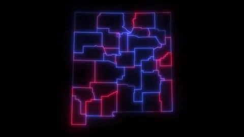 New Mexico county map red blue election outline white background seamless loop Stock Footage 343868838