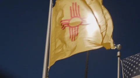 New Mexico Flag Blowing in the Wind Stock Footage 111583134