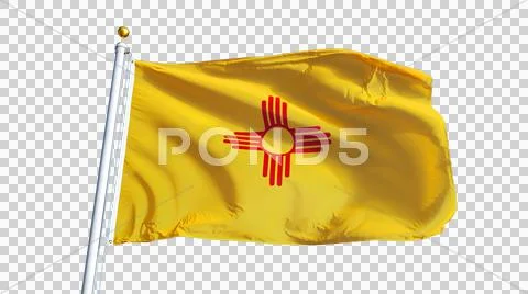 New Mexico flag, close up, isolated with alpha channel Stock Photos