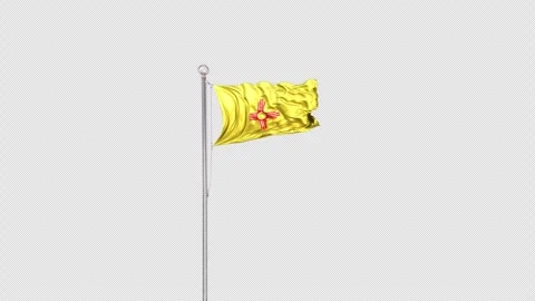 New Mexico   Flag Pole  Animation Include Alpha 3D Rendering 스톡 동영상 312083249