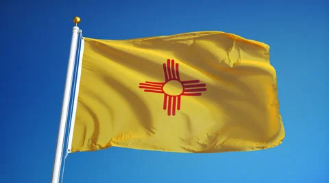 New Mexico flag in slow motion seamlessly looped with alpha Stock Footage 63800564