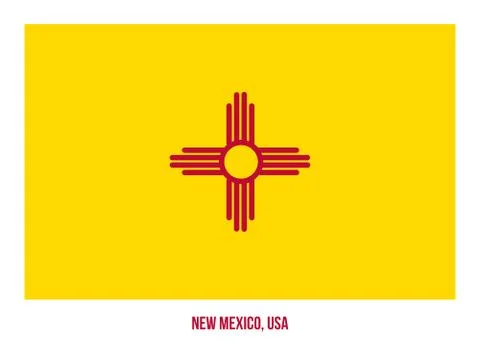 New Mexico Flag Vector Illustration on White Background. USA State Flag Stock Illustration