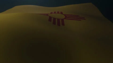 New Mexico Flag waving in a dark atmospheric environment in slow motion. Stock Footage 132811350