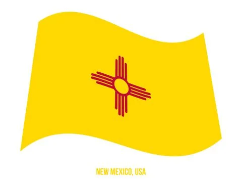 New Mexico Flag Waving Vector Illustration on White Background. USA State Flag Stock Illustration