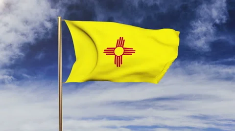 New mexico flag waving in the wind. Green screen, alpha matte. Loopable Vídeos de archivo 48187277