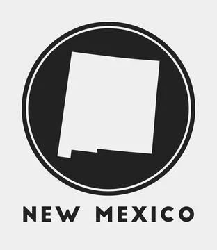 New Mexico icon. Round logo with us state map and title. Stylish New Mexico.. Stock Illustration