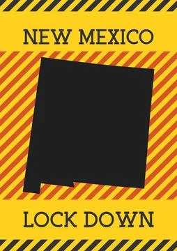 New Mexico Lock Down Sign. Yellow us state pandemic danger icon. Vector ill.. Stock Illustration