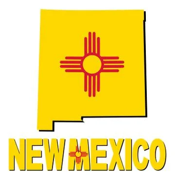 New mexico map flag and text illustration Stock Illustration